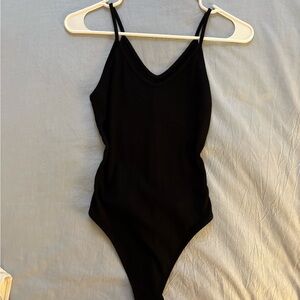 Ribbed Black Bodysuit